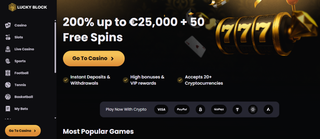 Lucky block index page with generous 25000 welcome offer for new players and more Lucky block - best online casino sites malaysia